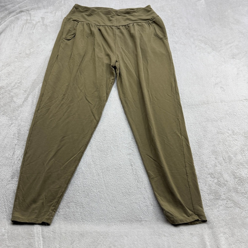 Garnet Hill Perfect Travel Pants Joggers Women L Olive Green Relaxed Loungewear